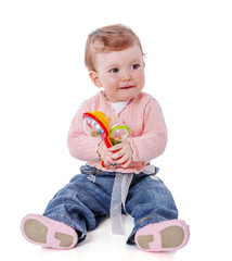 Girl playing rattle