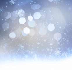 Christmas snowflakes illustration with festive lights and ice sn