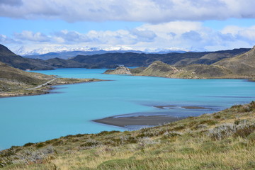 Landscape of mountains and valley in Patagonia Chile