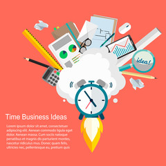 Time Business Ideas.Vector illustration of business and time management flat design