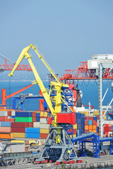 Port cargo crane and container
