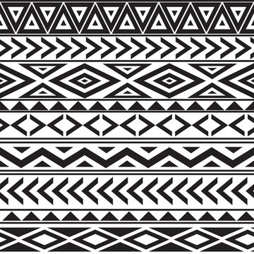 Black And White Geometric Seamless Pattern Ethnic Style