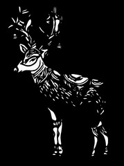 Merry Christmas from vector.Reindeer by hand drawing.Merry Christmas in 2016.Reindeer tangle 
for coloring.