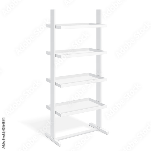 "White Retail Shelves Floor Display Rack For Supermarket Blank Empty