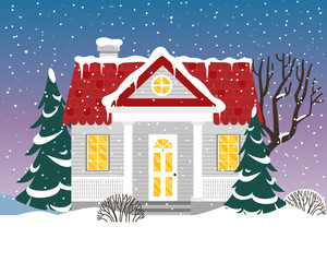 Vector illustration with country house in flat style