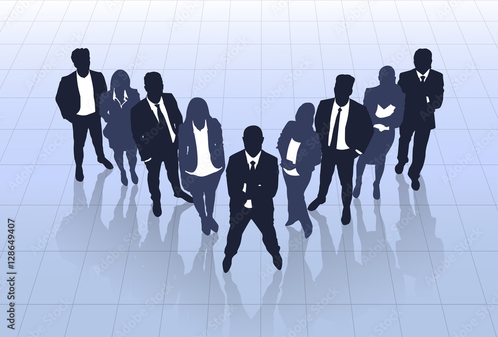 Wall mural business people black silhouette team businesspeople group human resources vector illustration