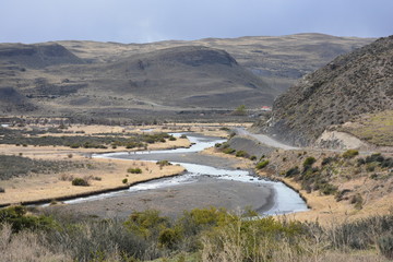 Landscape of lakes and mountain in Patagonia Chile