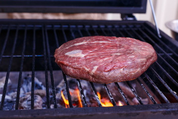 grill meat. flame