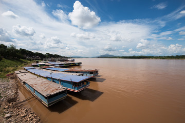 Port of Chiang saen ,border of Thailand ,Laos and Burmar,located