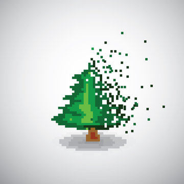 christmas tree in pixel style