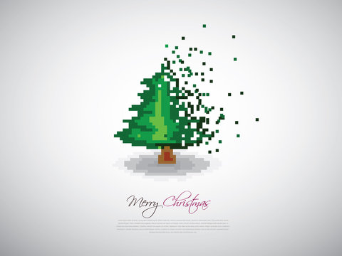 christmas tree in pixel style
