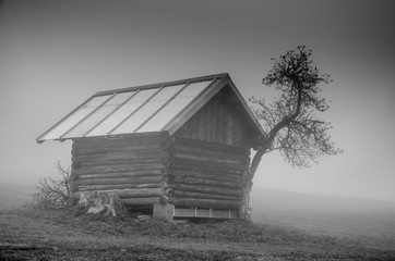 Hütte im Nebel
