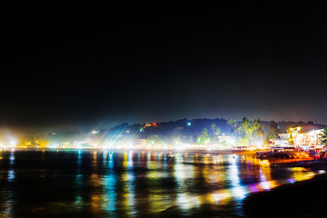 Night landscape in motion. Unawatuna Beach, Sri Lanka