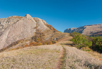 Path to Bald Ivan mountain at autumn season, Crimean peninsula