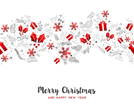 Merry Christmas New Year holiday decoration card