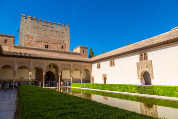 Court of Myrtles Alhambra in Granada