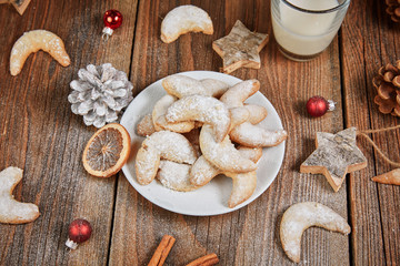 Christmas vanilla cookies top view