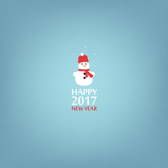Happy New Year, Snowman. Minimalist style. 2017