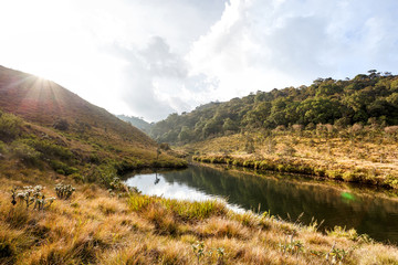 Landscape in Horton Plains National Park, Sri Lanka.
