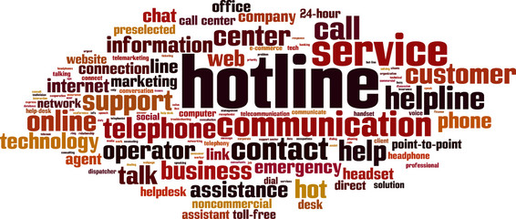 Hotline word cloud concept. Vector illustration