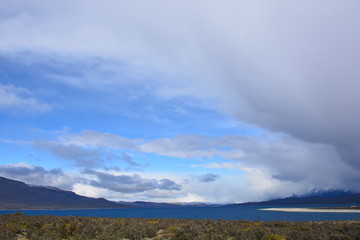 Naklejka na ściany i meble Landscape of lakes and mountain in Patagonia Chile