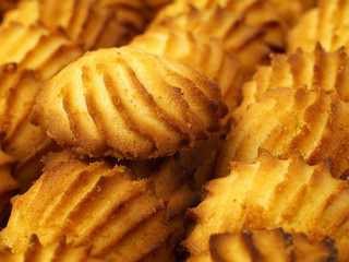 shortbread cookies, shallow depth of field, selective focus, closeup