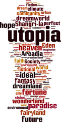 Obraz premium Utopia word cloud concept. Vector illustration