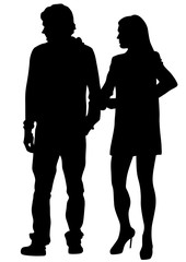 Couple of young guy and girl on white background