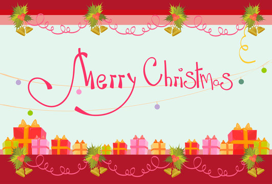 Merry Christmas And Happy New Year Celebration Decoration Banner Flat Vector Illustration