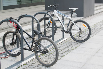 Fototapeta na wymiar two bikes on the Bicycle parking