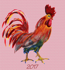 Красный петух гуашью, С Новым Годом
