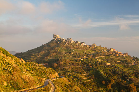 Bova Superiore at sunset, Reggio Calabria, Calabria, Italy, Europe
