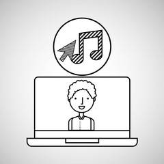 character draw music note technology social media vector illustration eps 10