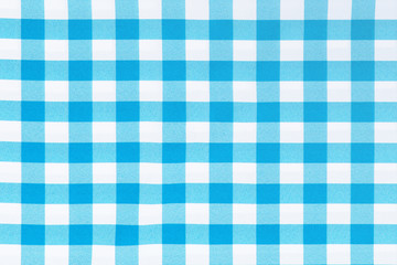 Top view of blue tablecloth