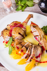 duck meat with mint