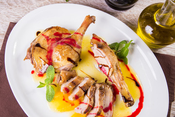 duck meat with mint