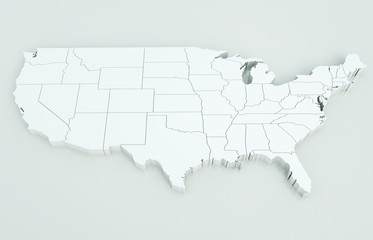 Map of USA. Highly detailed 3D rendering