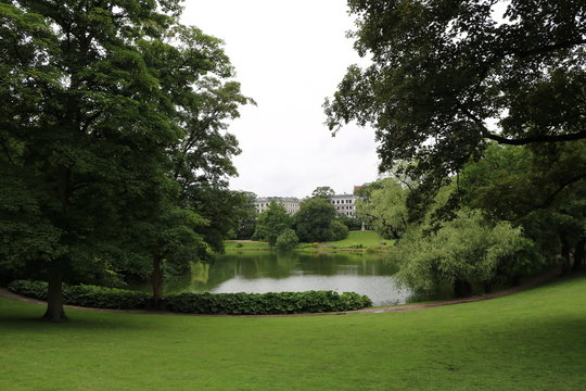 Pond in the park &Oslash;rstedsparken Copenhagen, Denmark Scandinavia 