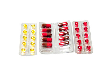 Pharmacy. pills isolated on white background.