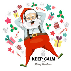 Santa Claus enjoying music on headphones