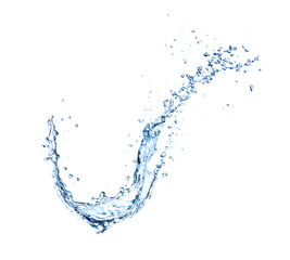 Blue water splash isolated on white background