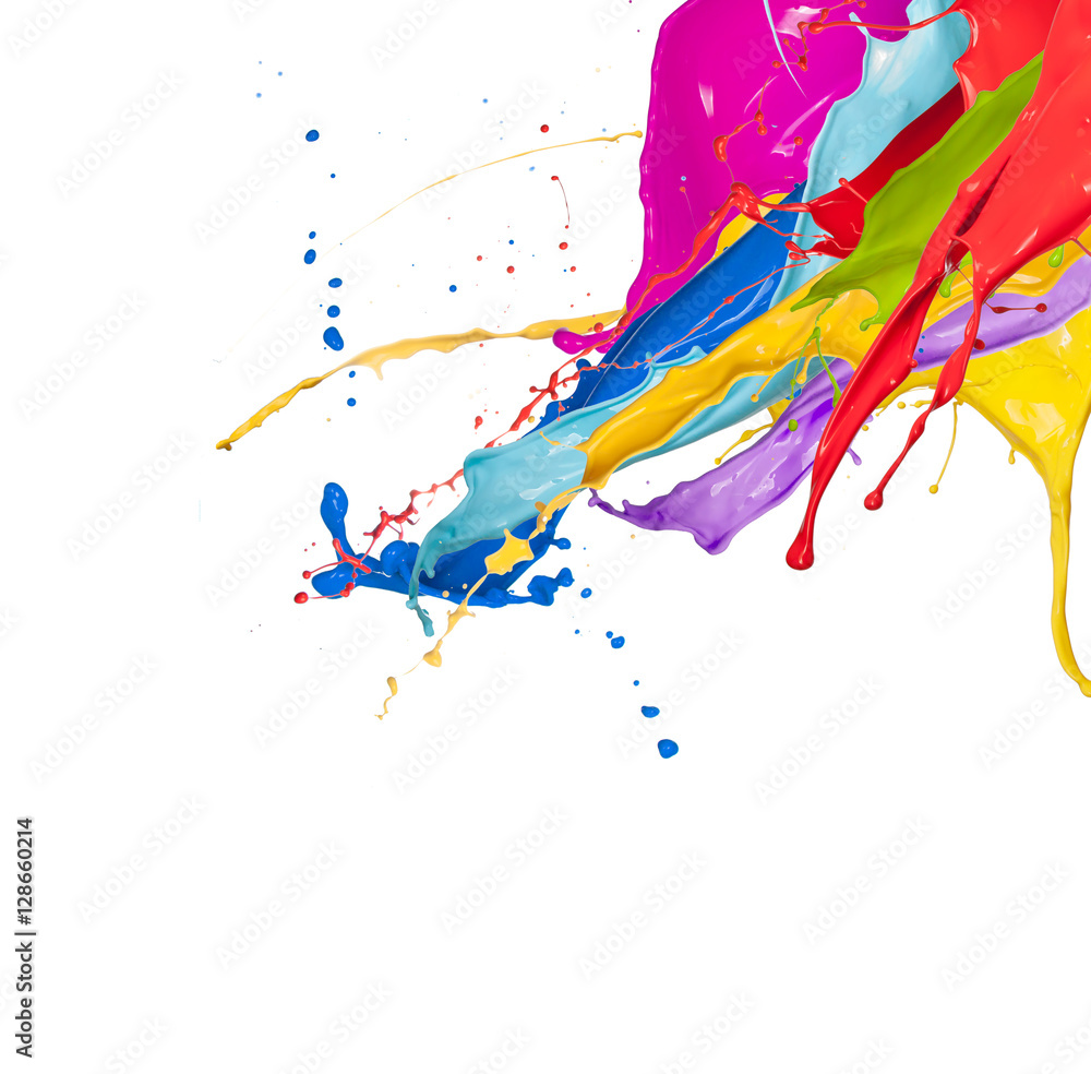 Poster abstract color splashes on white background