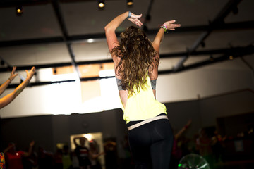 Woman working out in a fitness gym