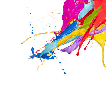 Abstract color splashes on white background