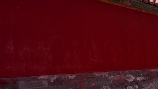Oriental red gate inside Beijing Forbidden City, China
