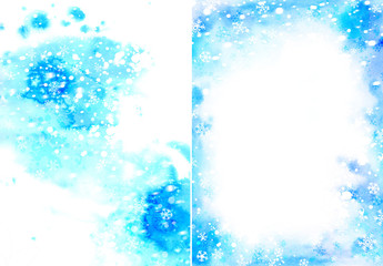 Christmas watercolor background with snowflakes
