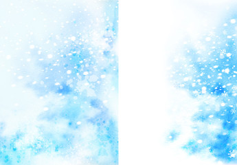 Christmas watercolor background with snowflakes
