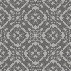 Grey Ornamental Seamless Line Pattern. Endless Texture. Oriental Geometric Ornament