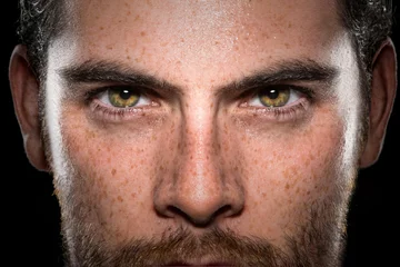 Fotobehang Conviction focused determined passionate confident powerful eyes stare intense athlete exercise trainer male   © elnariz