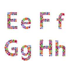 Alphabet with flowery letters E, F, G, H